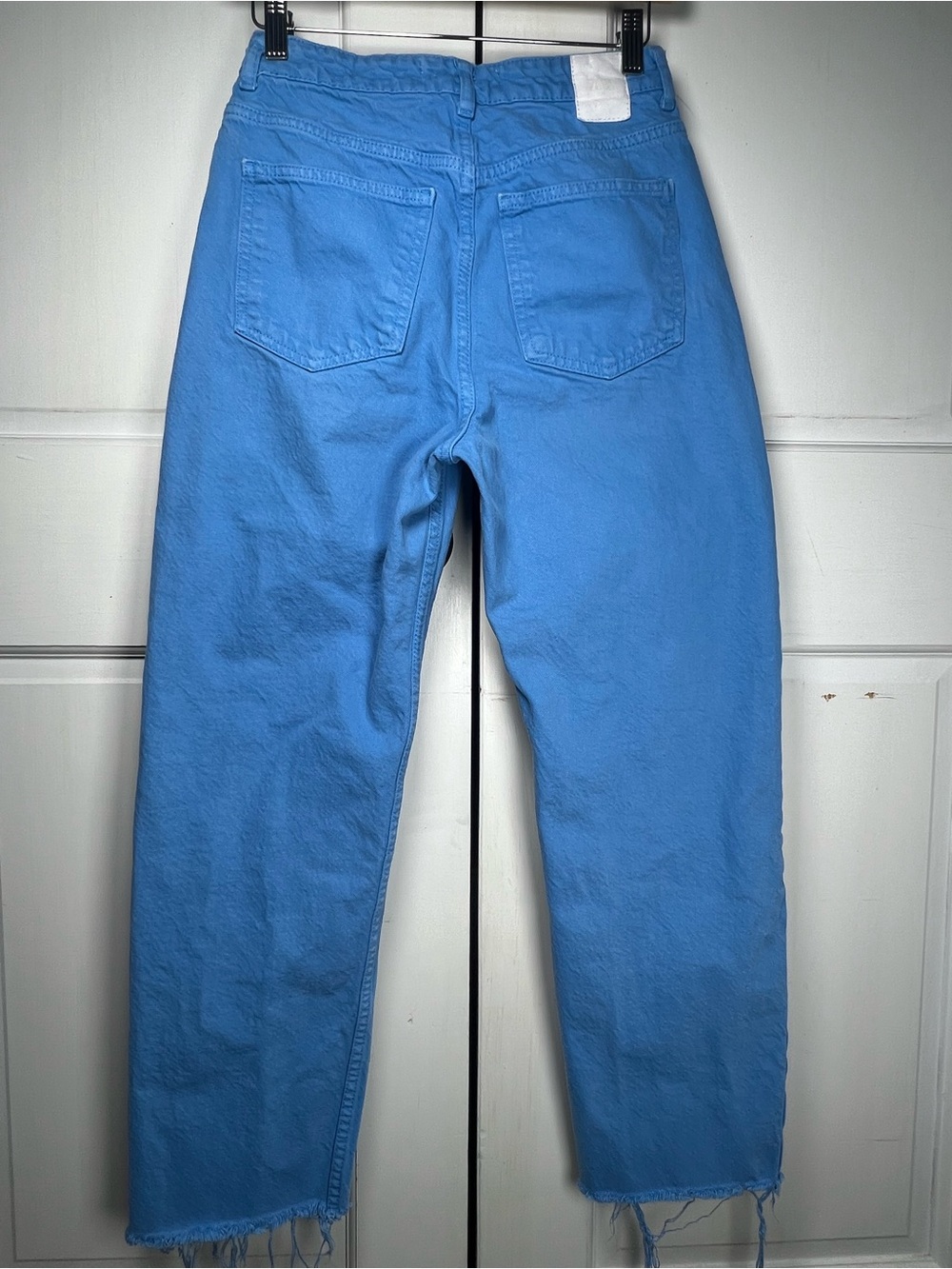 ZARA Beautiful Sky Blue Denim Jeans Raw Hem Size 4 - Picture 2 of 5